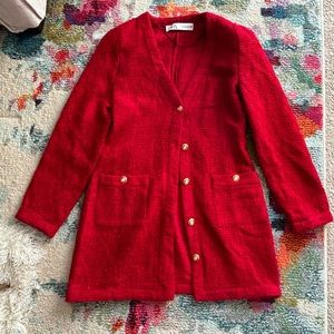 Zara Textured Tweed Cardigan Dress